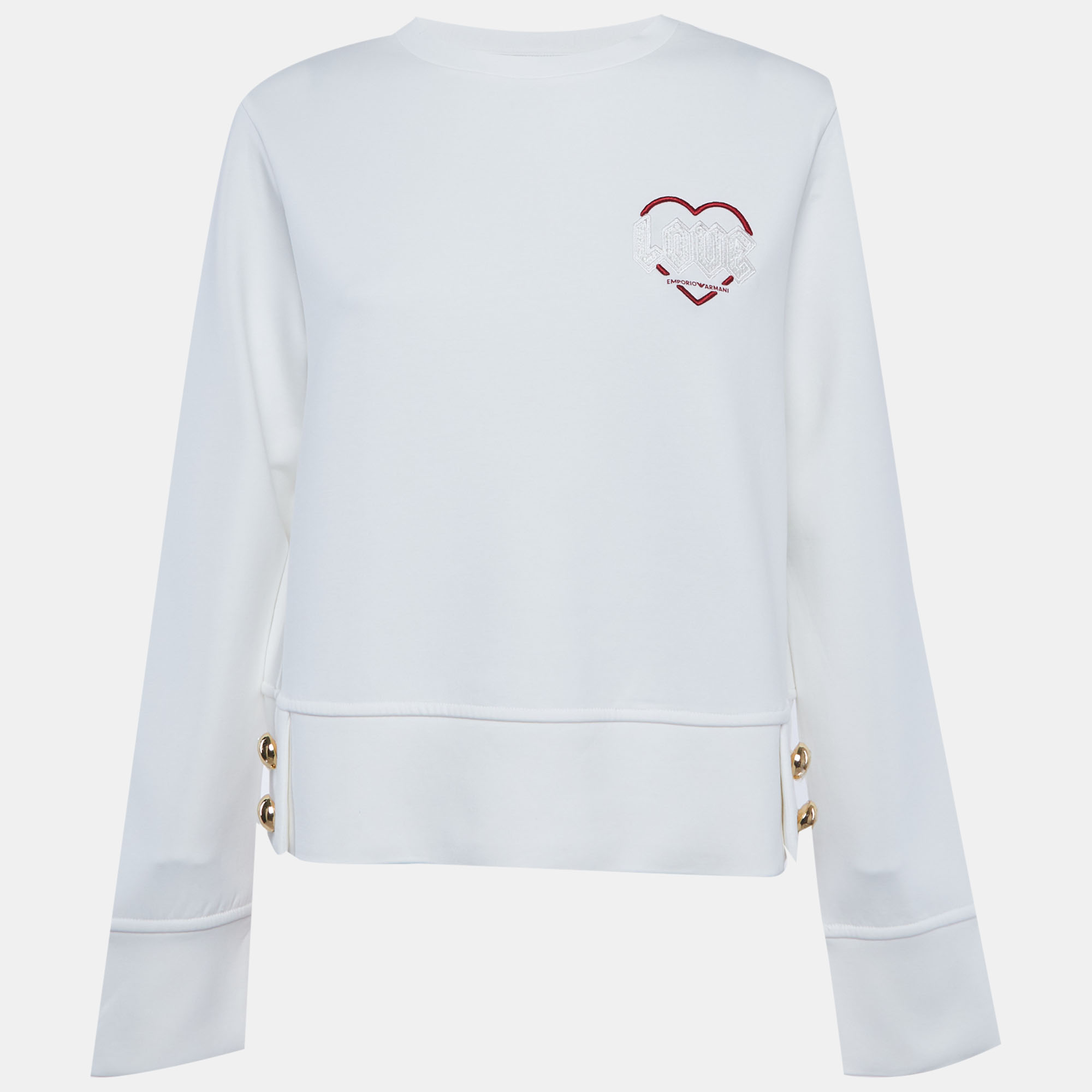 

Emporio Armani White Embroidered Neoprene Sweatshirt M
