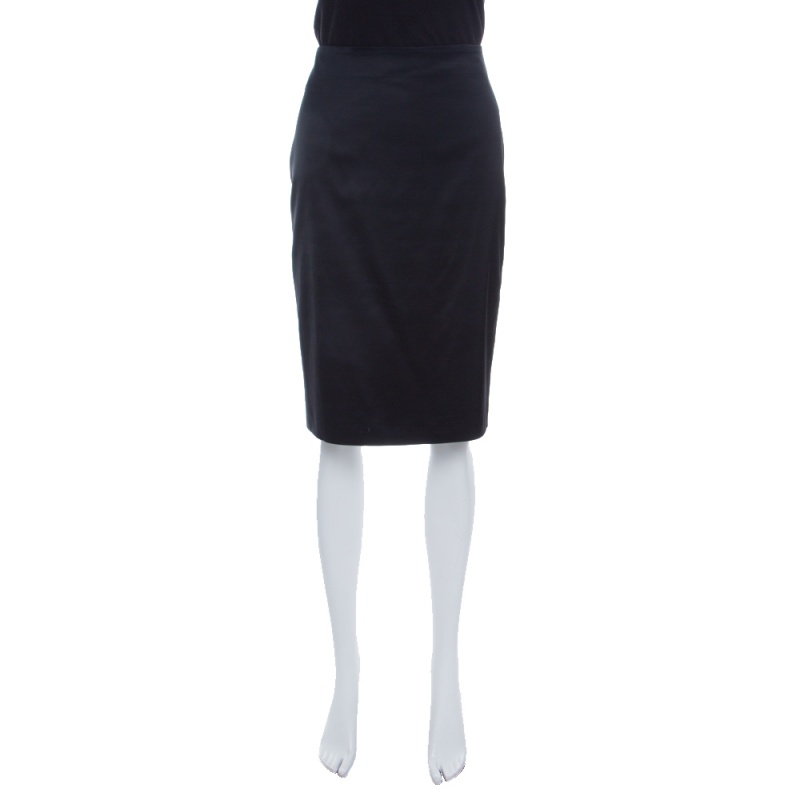 Pre Owned Emporio Armani Black Pencil Skirt M