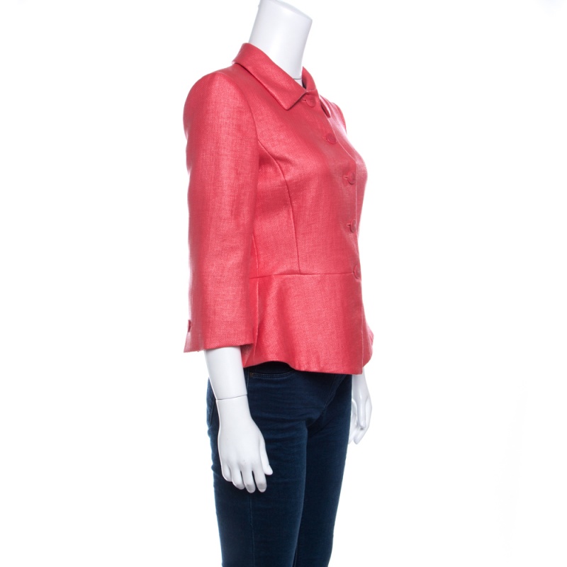 

Emporio Armani Pink Textured Peplum Blazer