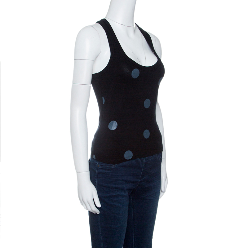 

Emporio Armani Black Ribbed Knit Polka Dot Tank Top