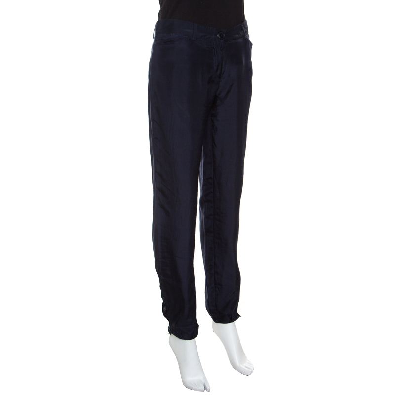 

Emporio Armani Navy Blue Silk Pants