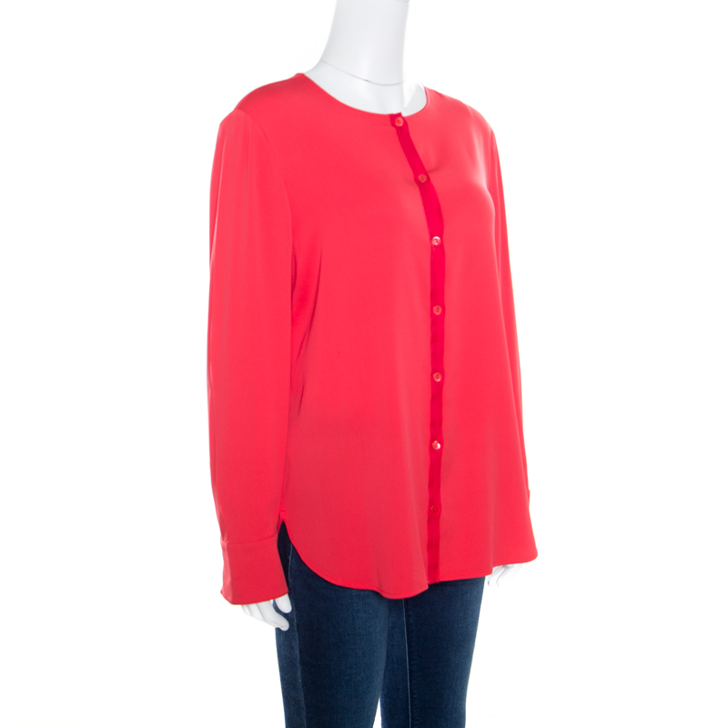 

Emporio Armani Red Mulberry Silk Long Sleeve Blouse