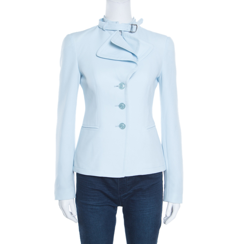 Pre Owned Emporio Armani Powder Blue Layered Lapel Blazer S