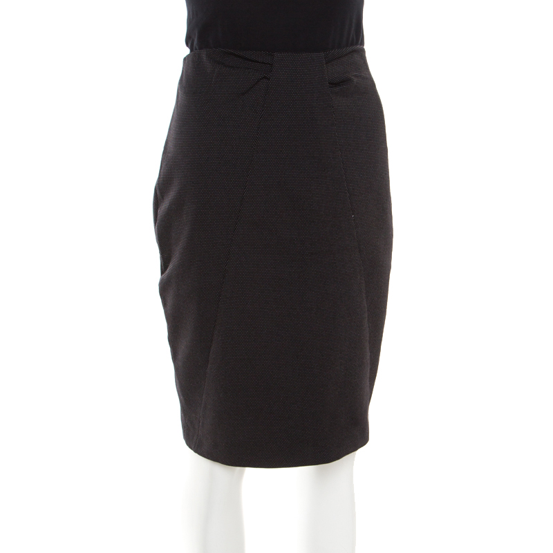 

Emporio Armani Black Dotted Jacquard Paneled Pencil Skirt