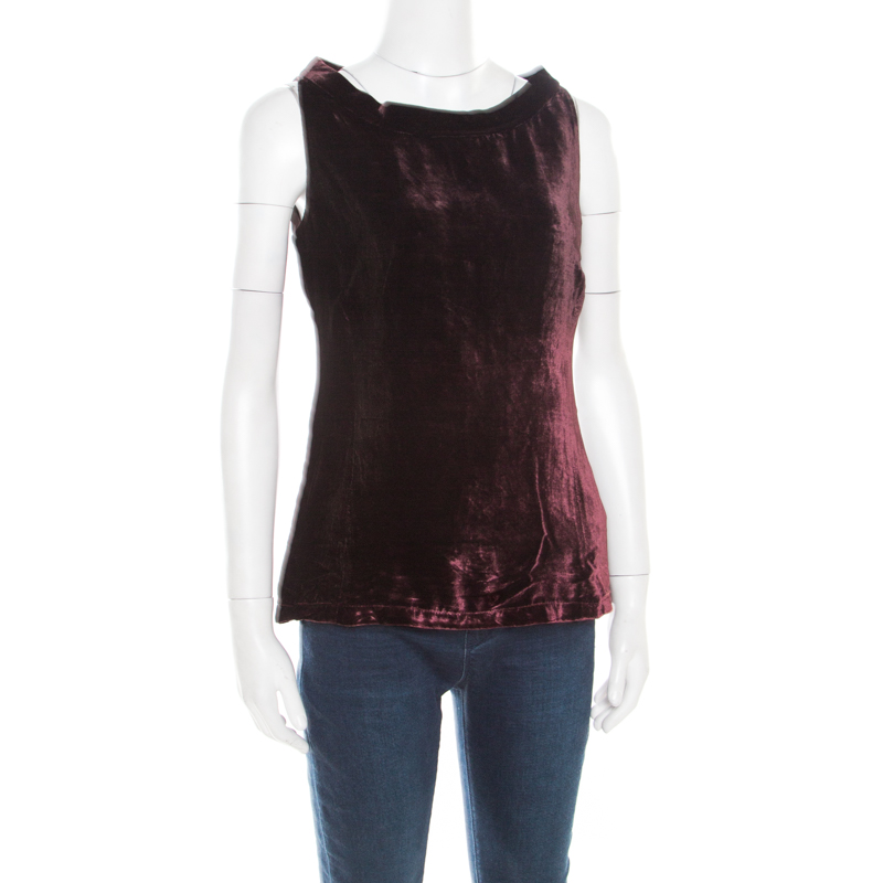 

Emporio Armani Burgundy Velvet Sleeveless Top