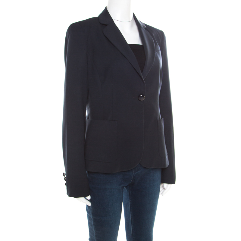 

Emporio Armani Navy Blue Wool Tailored Single Button Blazer