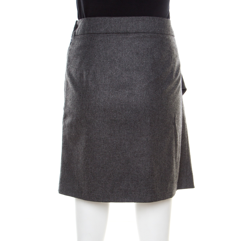 Pre-owned Emporio Armani Grey Knit Draped Mini Skirt M