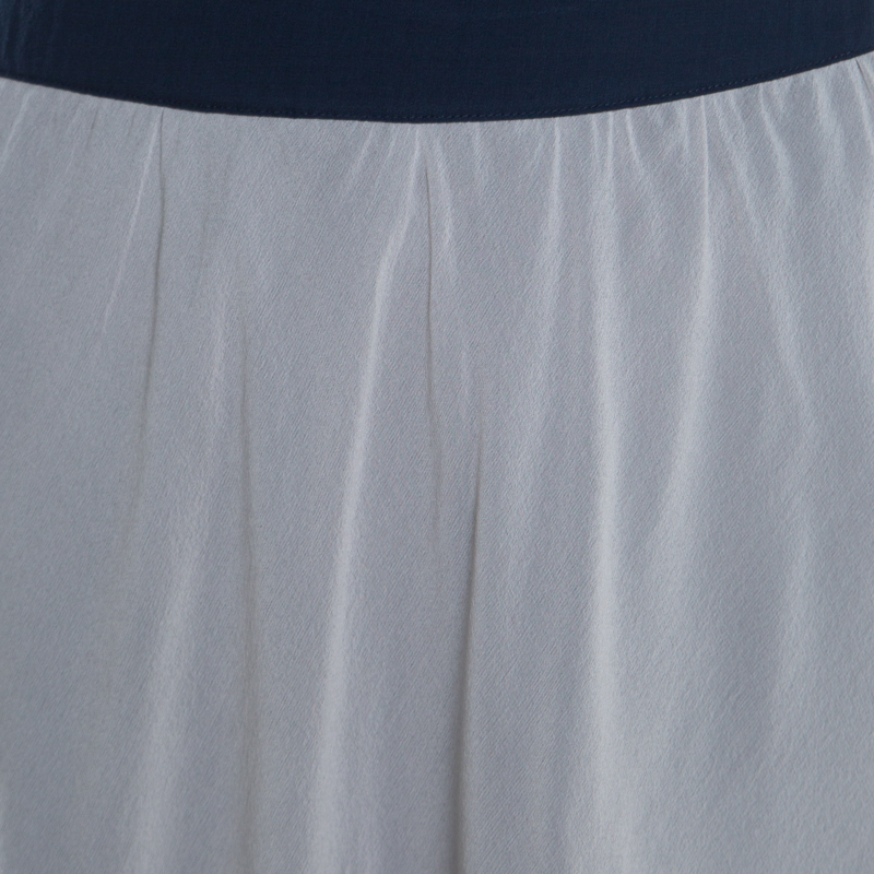 Pre-owned Emporio Armani Grey And Navy Blue Silk A Line Skirt S