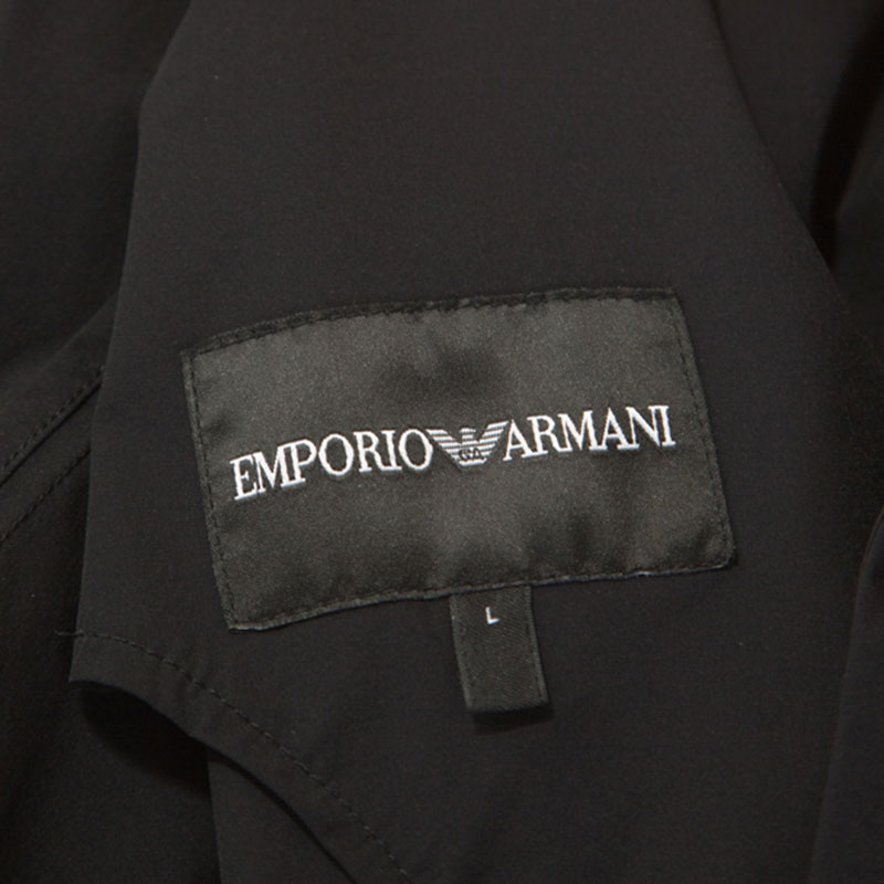 Pre-owned Emporio Armani Black Stretch Nylon Blazer L