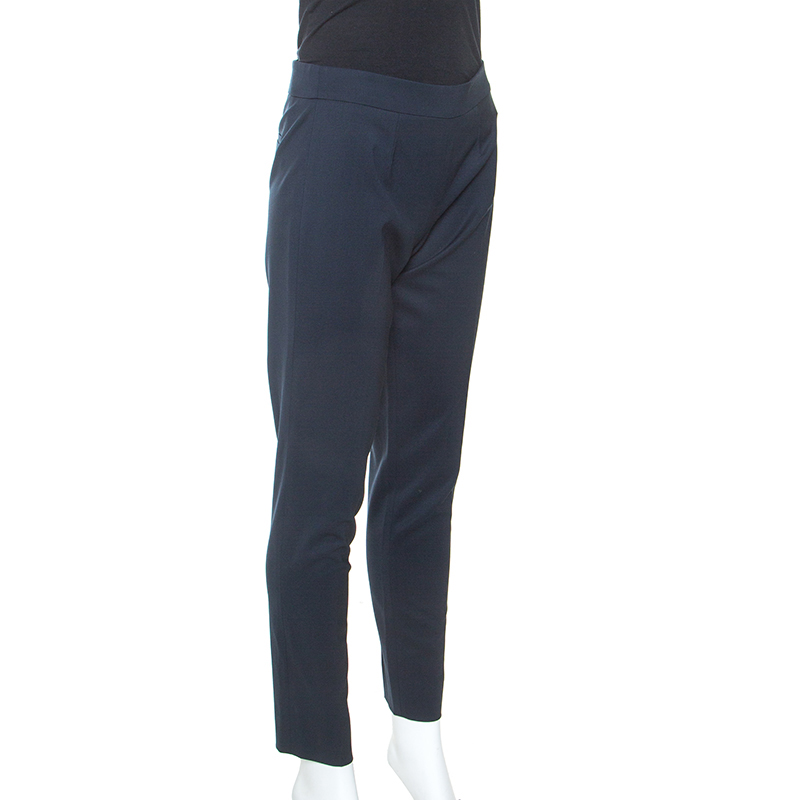 

Emporio Armani Navy Blue Stretch Wool Tailored Trousers