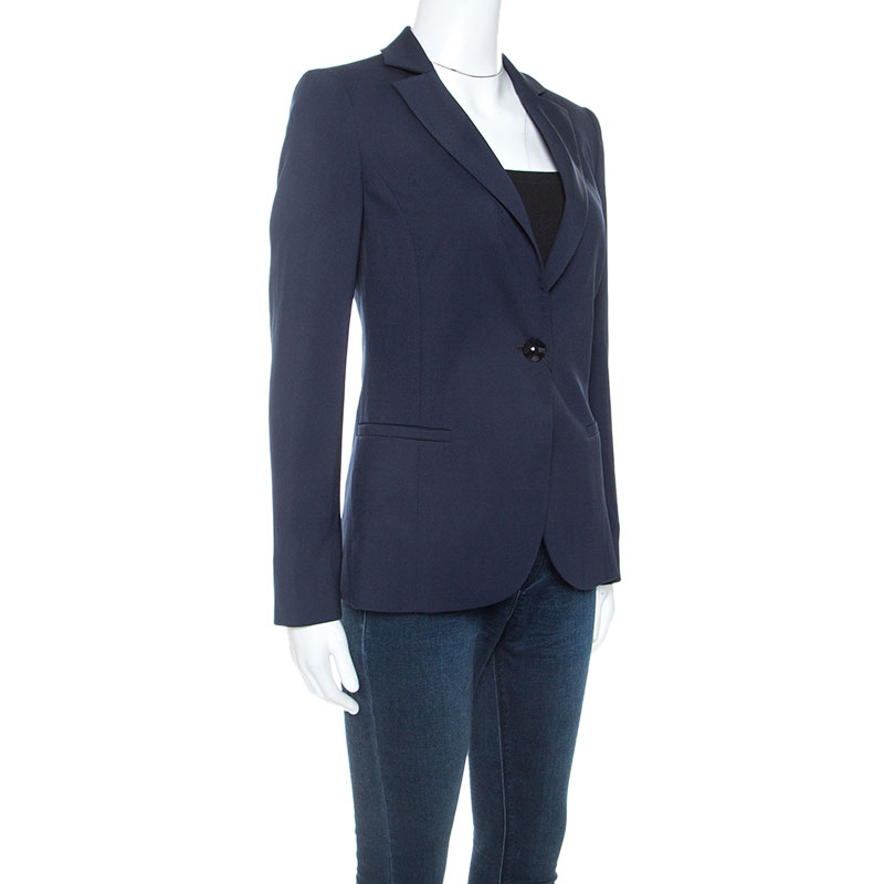 

Emporio Armani Navy Blue Crepe Blazer