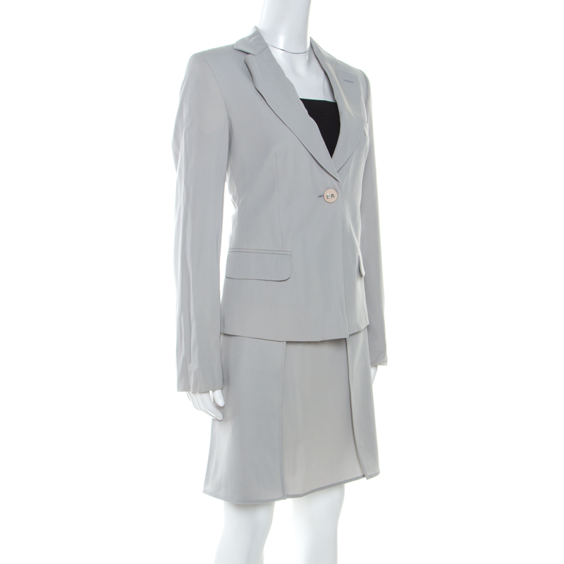 

Emporio Armani Grey Wool Crepe Skirt and Blazer Suit