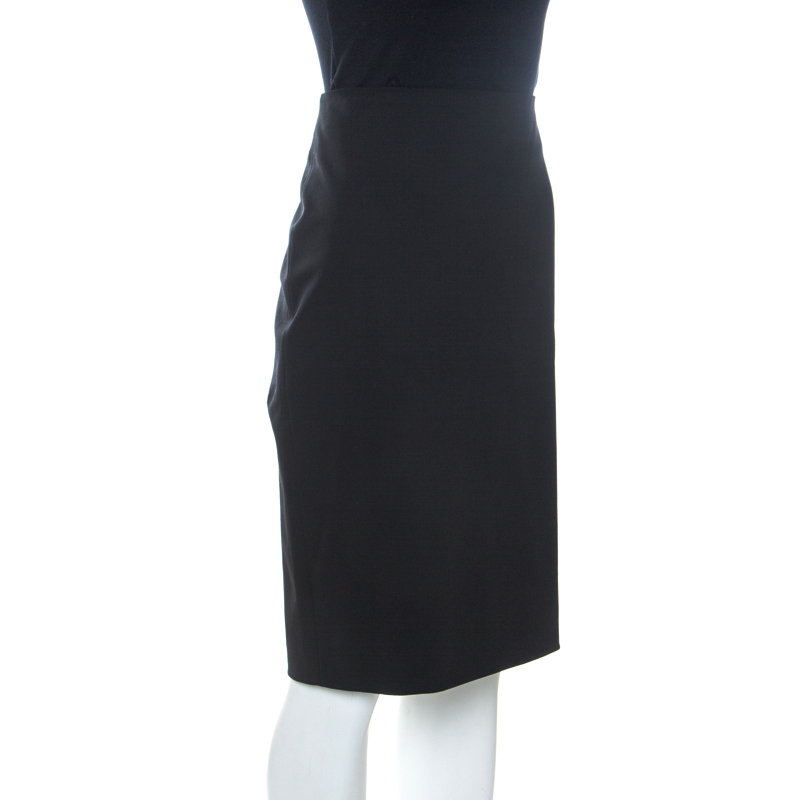 

Emporio Armani Black Stretch Wool Pencil Skirt