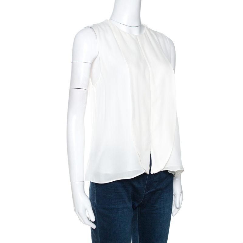 

Emporio Armani Off White Silk Sleeveless Blouse