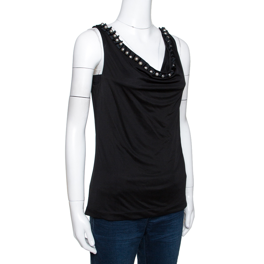 

Emporio Armani Black Silk Bead Embellished Sleeveless Top