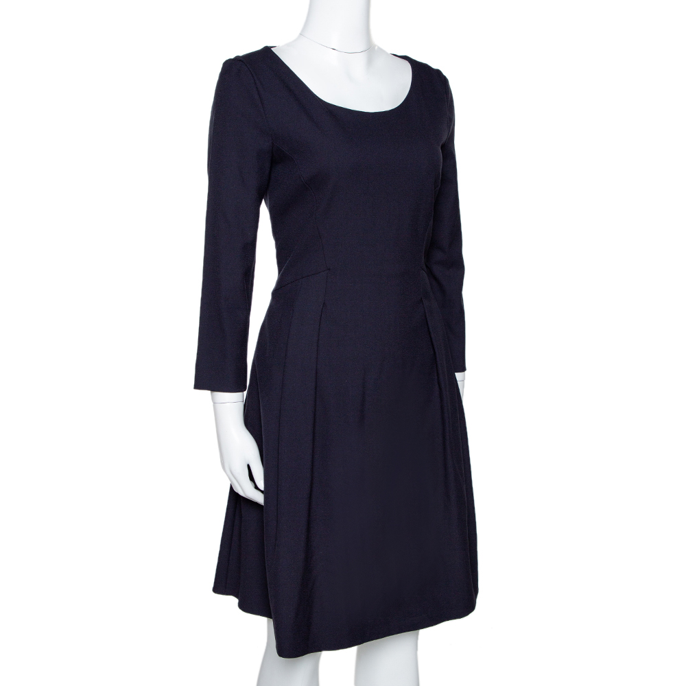 

Emporio Armani Navy Blue Stretch Crepe A Line Dress
