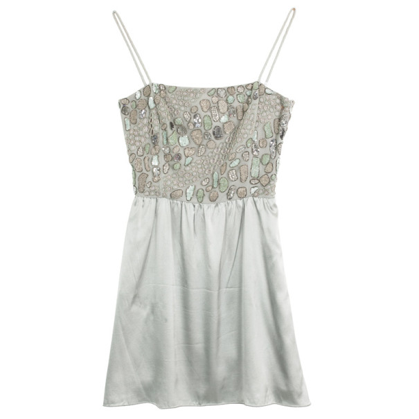 Pre Owned Emporio Armani Silver Dress with Detail M