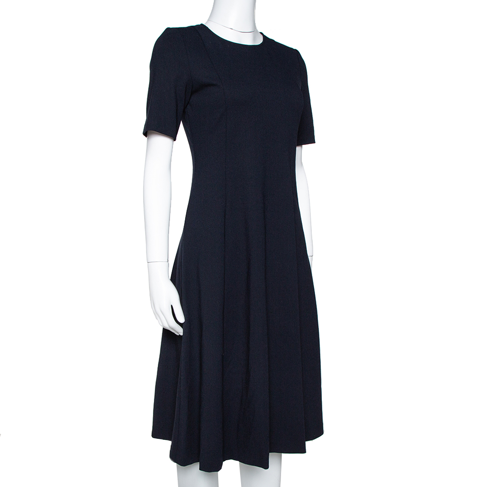 

Emporio Armani Navy Blue Stretch Knit Flared Dress