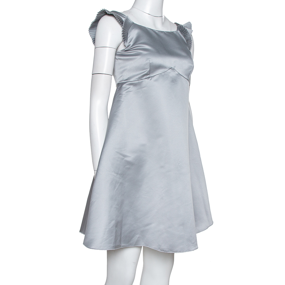 

Emporio Armani Grey Satin Pleated Sleeve Mini Dress