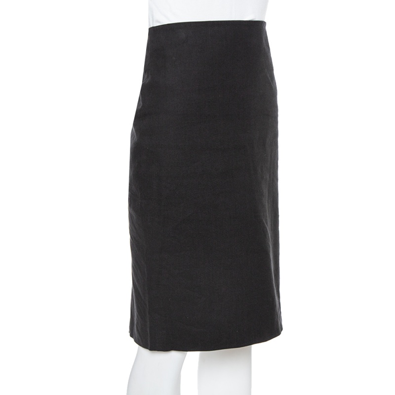 

Emporio Armani Black Stretch Linen Pencil Skirt