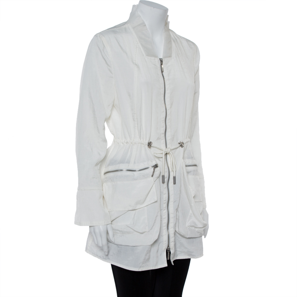 

Emporio Armani White Ruffled Zip Up Jacket