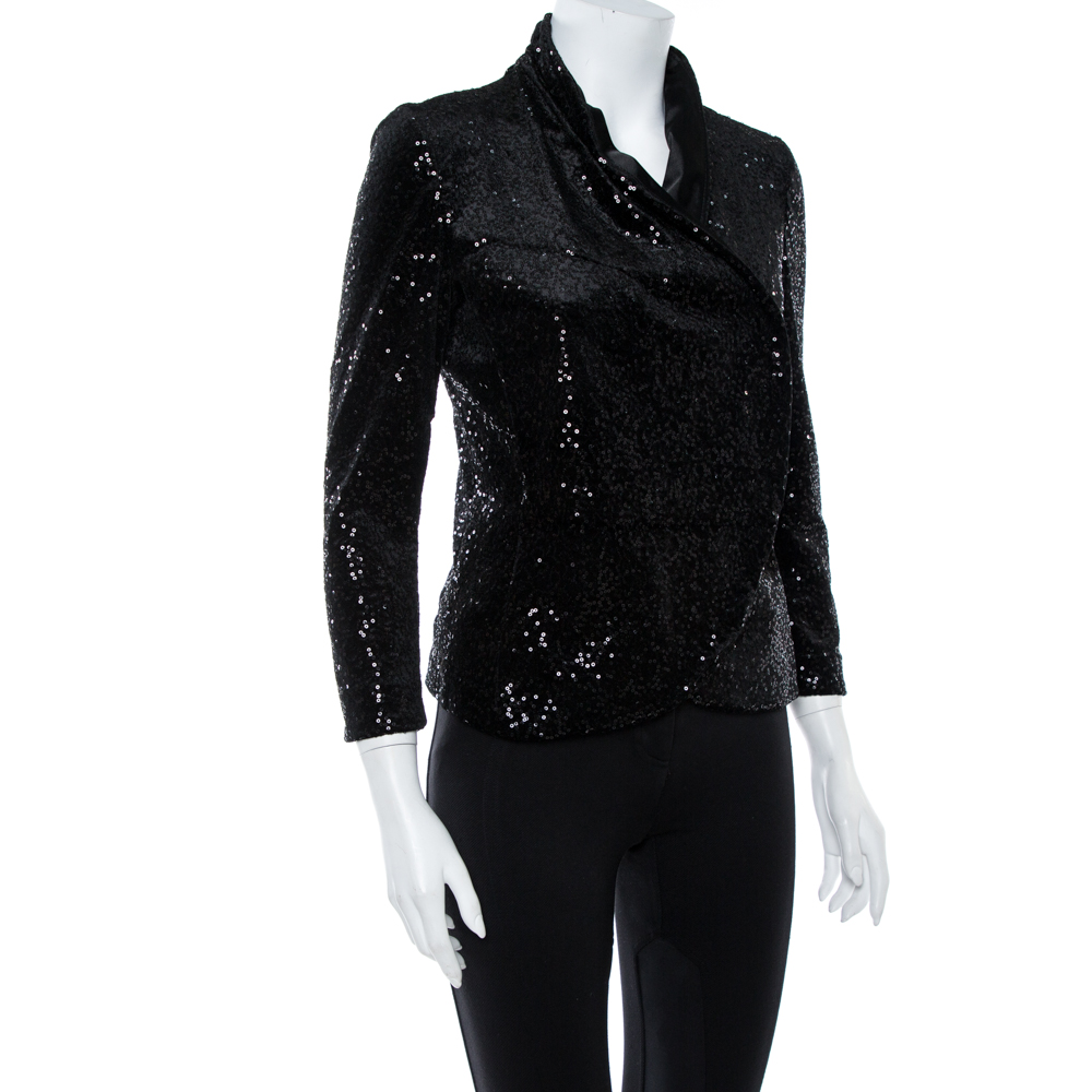 

Emporio Armani Black Sequin Embellished Velvet Double Breasted Jacket