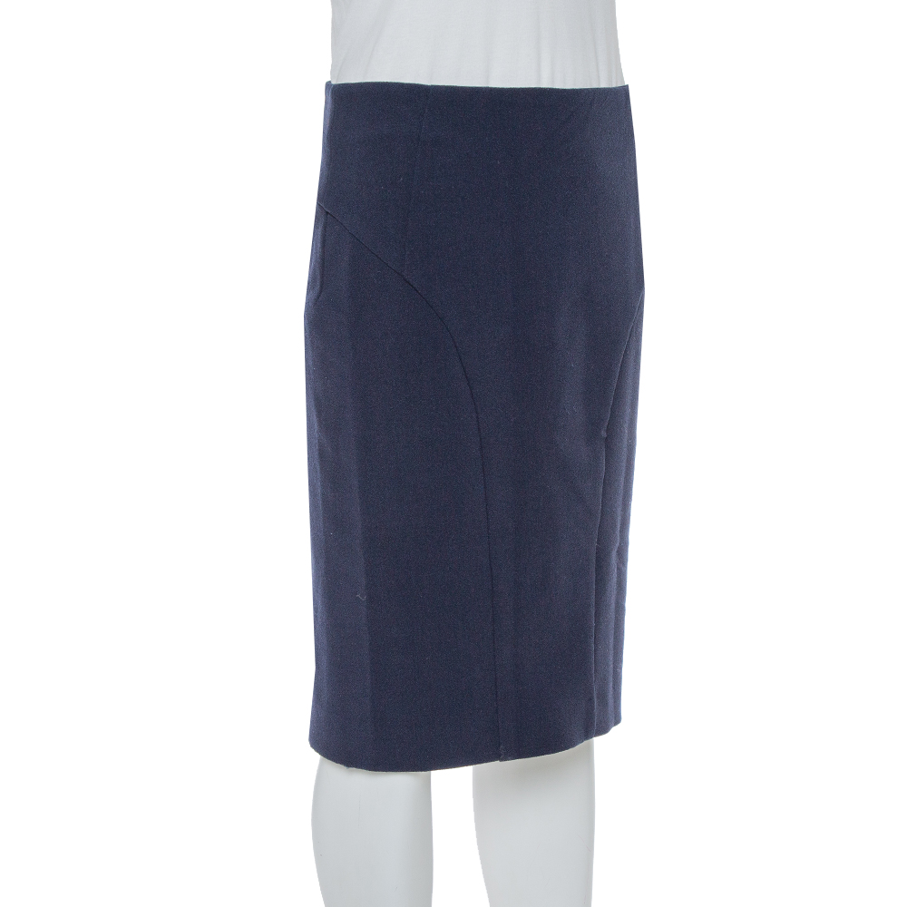 

Emporio Armani Navy Blue Crepe Pencil Skirt