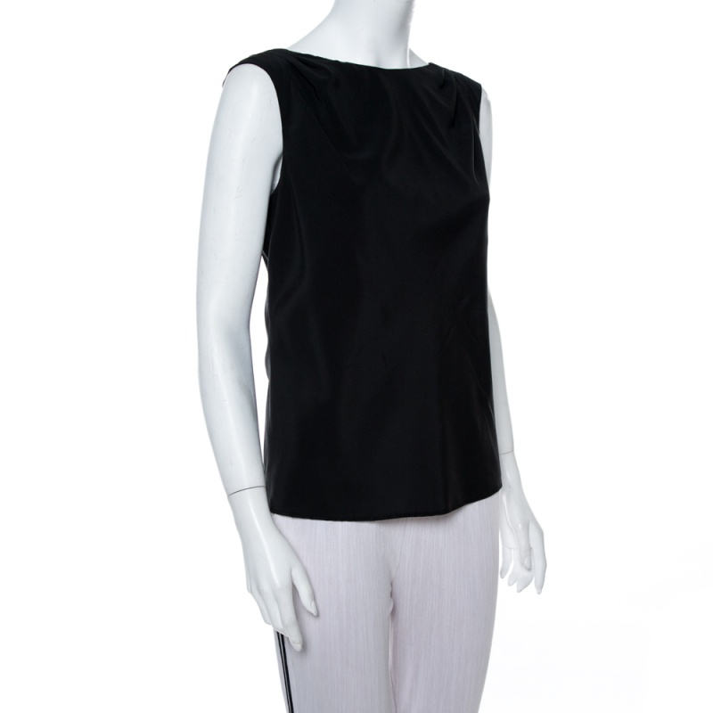 

Emporio Armani Black Stretch Silk Sleeveless Top