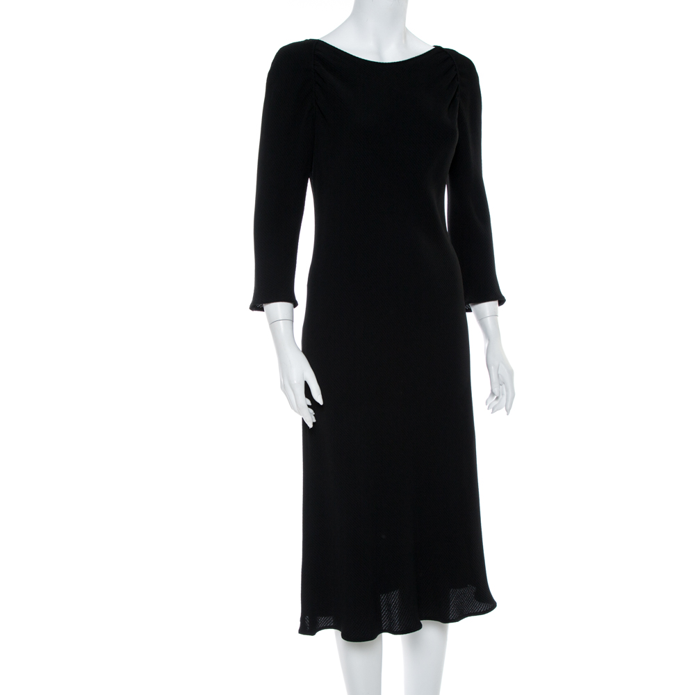 

Emporio Armani Black Textured Crepe Midi Dress