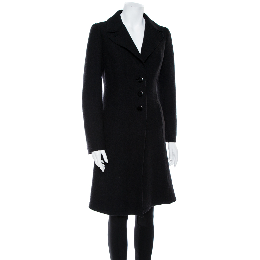 

Emporio Armani Black Wool Button Front Knee Length Coat