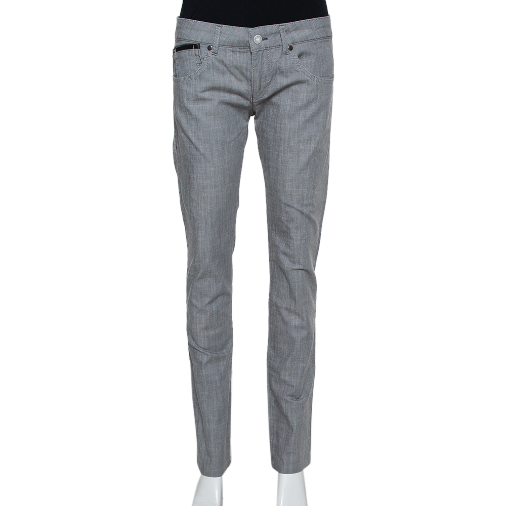 

Emporio Armani Grey Cotton 5 Pocket Detail Tapered Leg Trousers