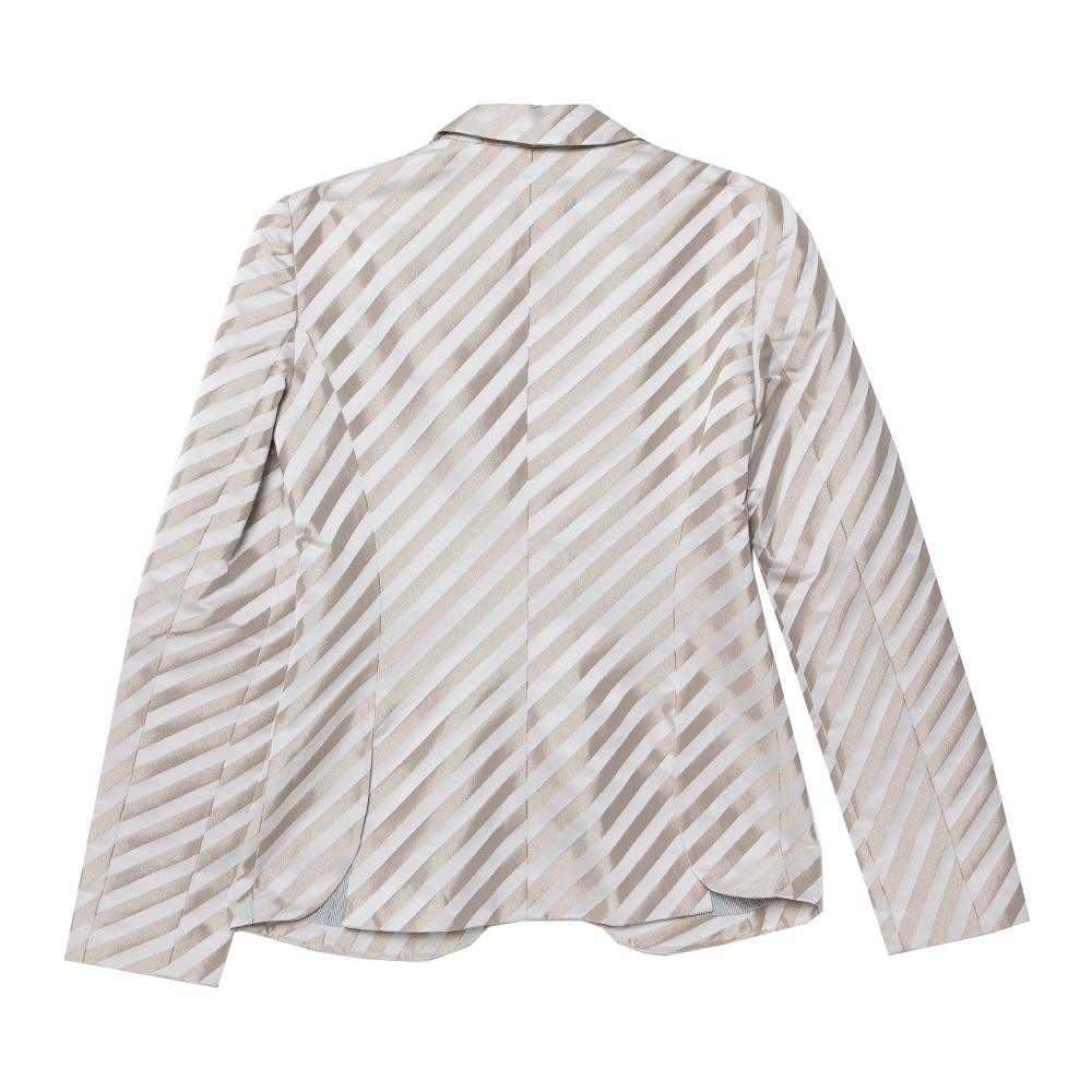 

Emporio Armani Beige & Gold Striped Satin Button Front Blazer