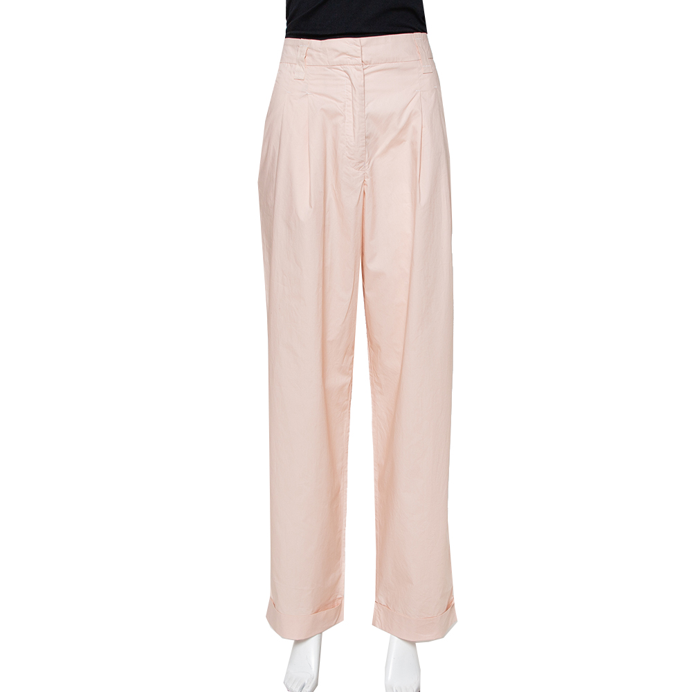 

Emporio Armani Pale Pink Cotton Wide Leg Trousers