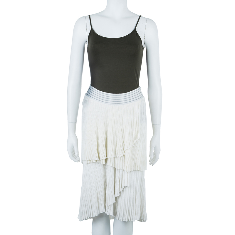 

Emporio Armani White Tiered Knit Skirt