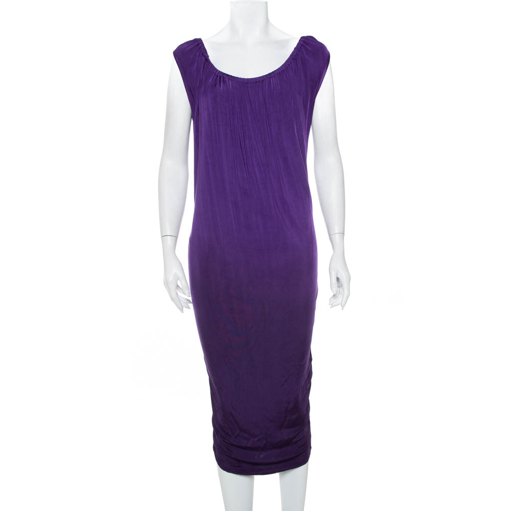 Pre-owned Emporio Armani Purple Knit Sleeveless Shift Dress M