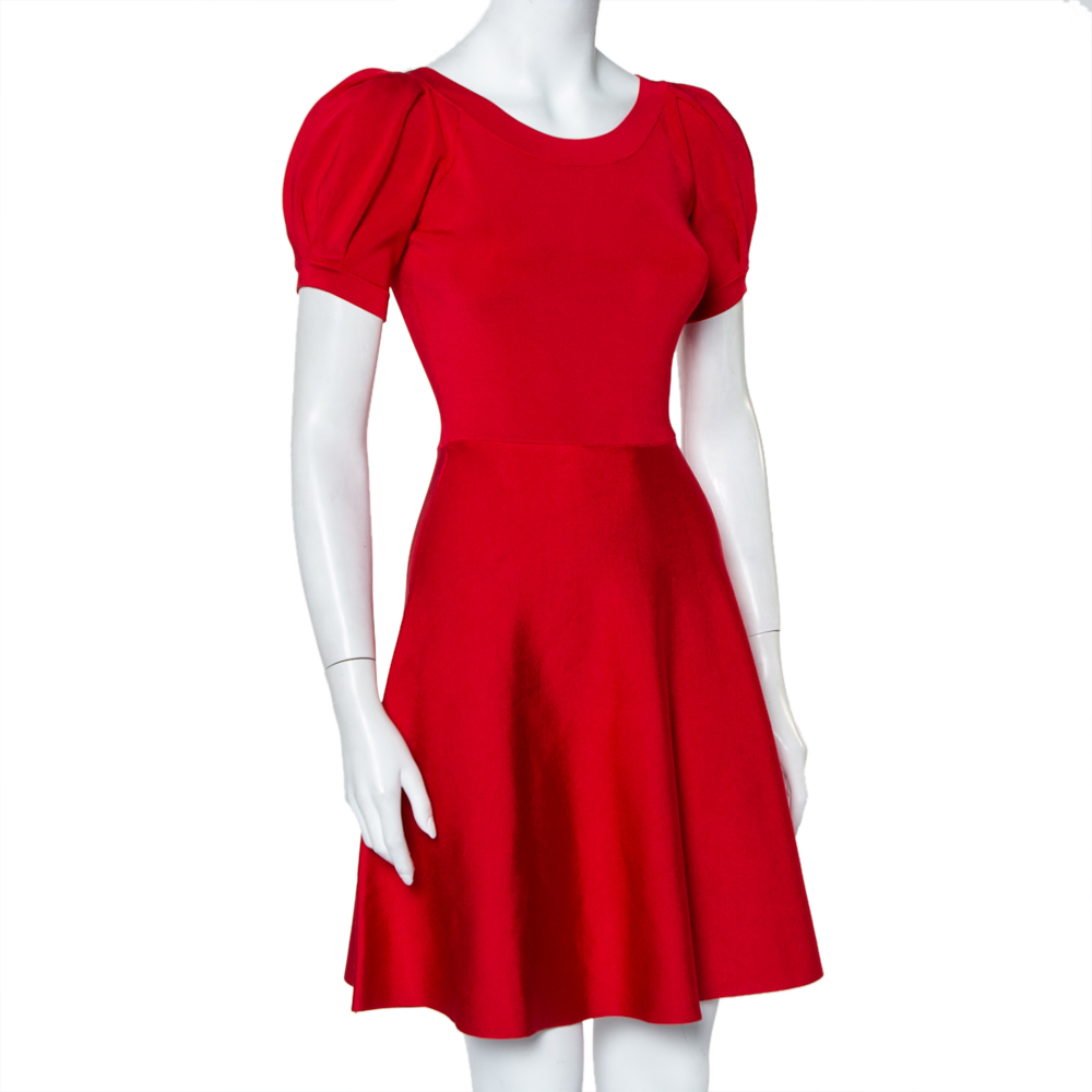 

Emporio Armani Red Knit Puff Sleeve Mini Dress