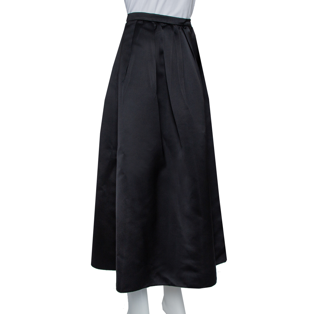 

Emporio Armani Black Satin Pleated Midi Skirt