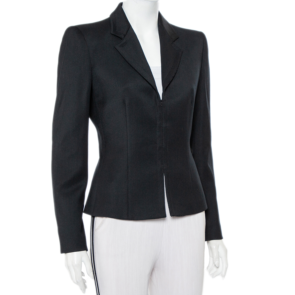 

Emporio Armani Vintage Black Wool Hook Front Blazer