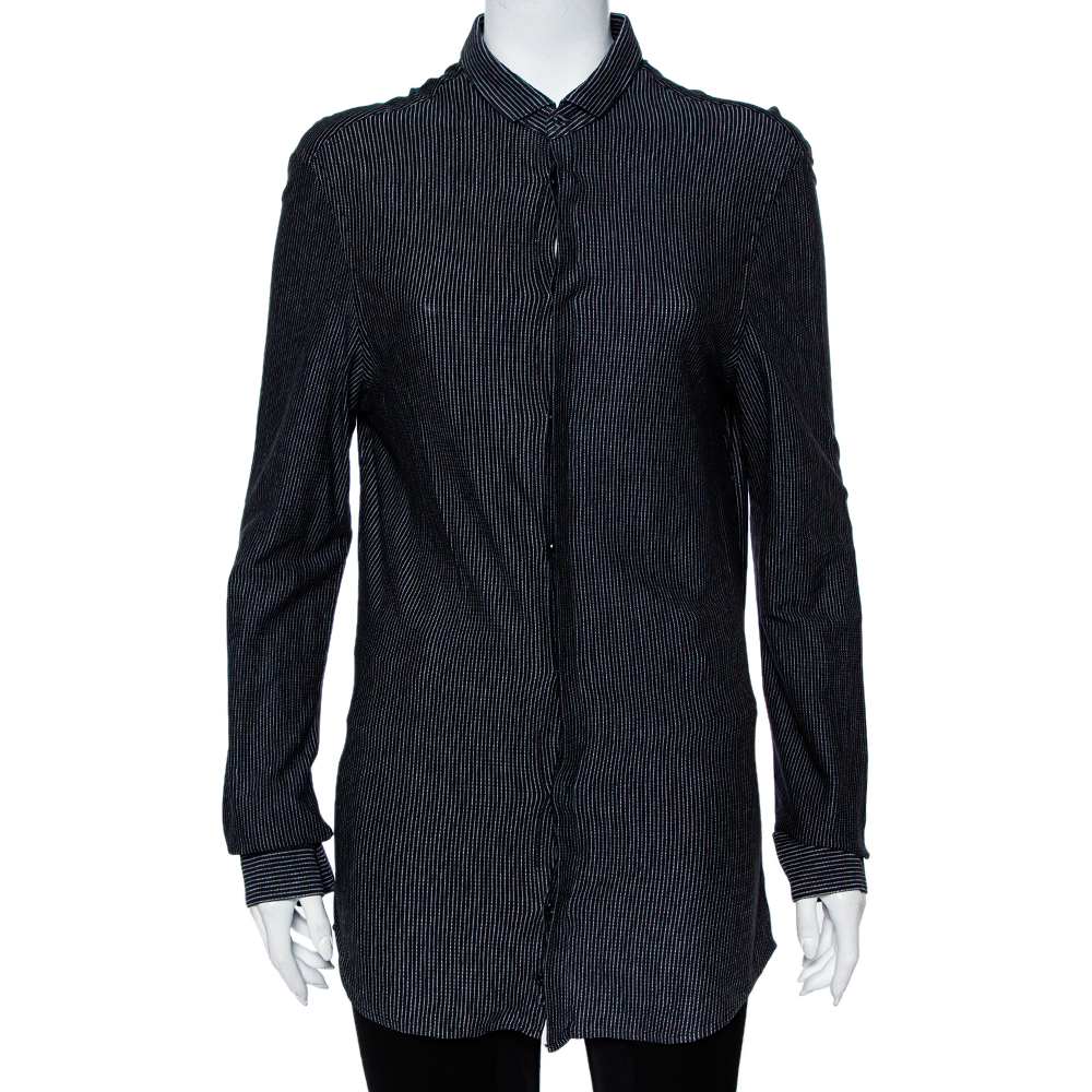 

Emporio Armani Black Striped Knit Long Sleeve Shirt