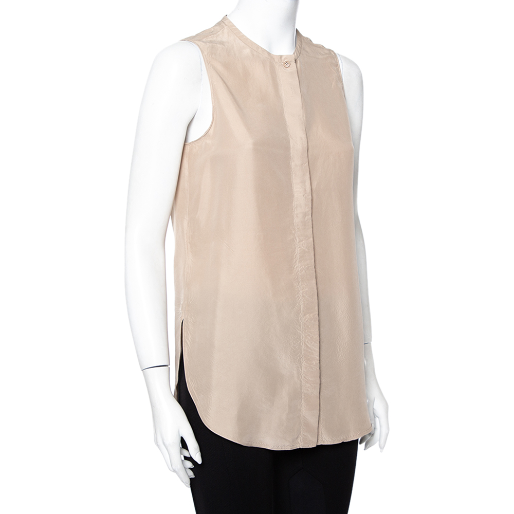 

Emporio Armani Beige Silk Paneled Back Detail Sleeveless Shirt