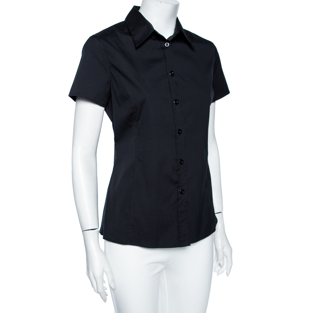 

Emporio Armani Black Cotton Short Sleeve Front Button Shirt