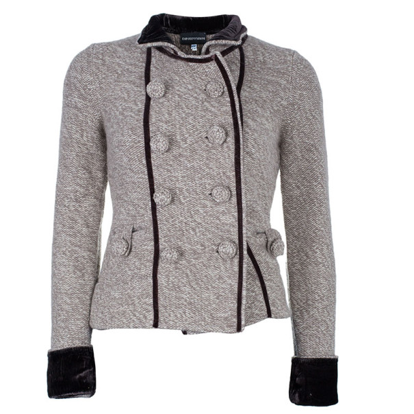 Pre Owned Emporio Armani Off-White Wool Button Down Jacket M