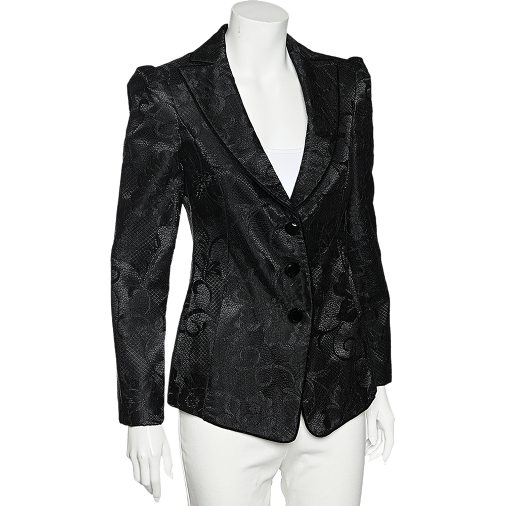 

Emporio Armani Black Lace Button Front Blazer