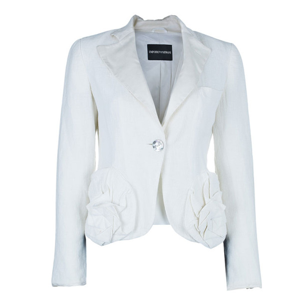Emporio Armani White Pocket Detailed Blazer S