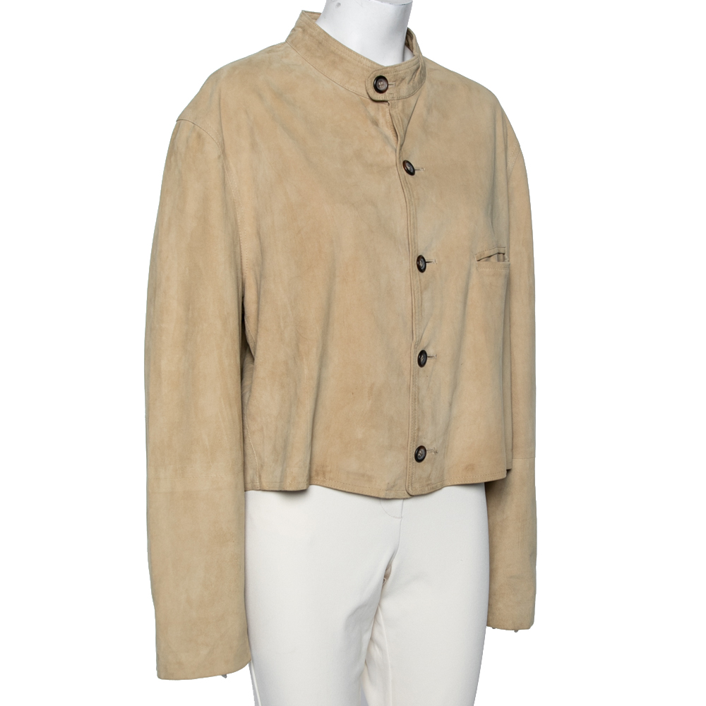 

Emporio Armani Vintage Beige Suede Button Front Jacket