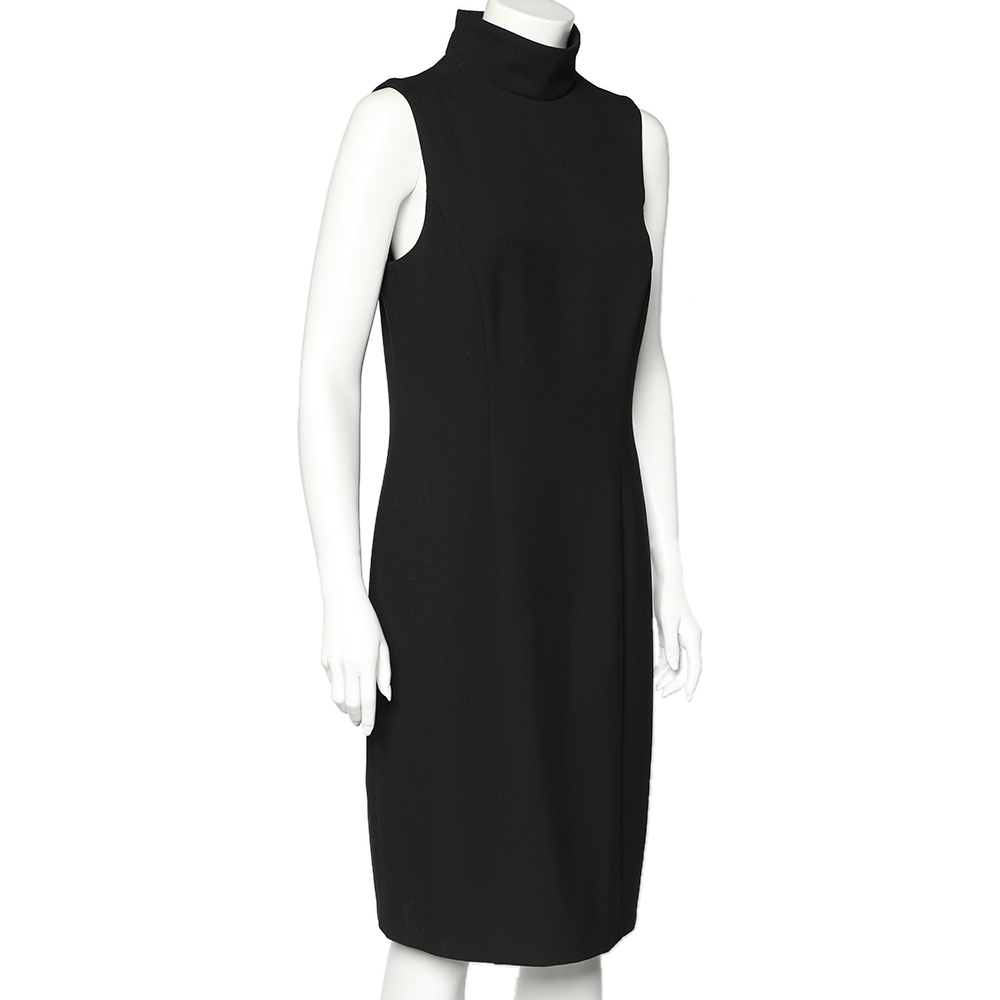 

Emporio Armani Black Crepe High Neck Sleeveless Midi Dress