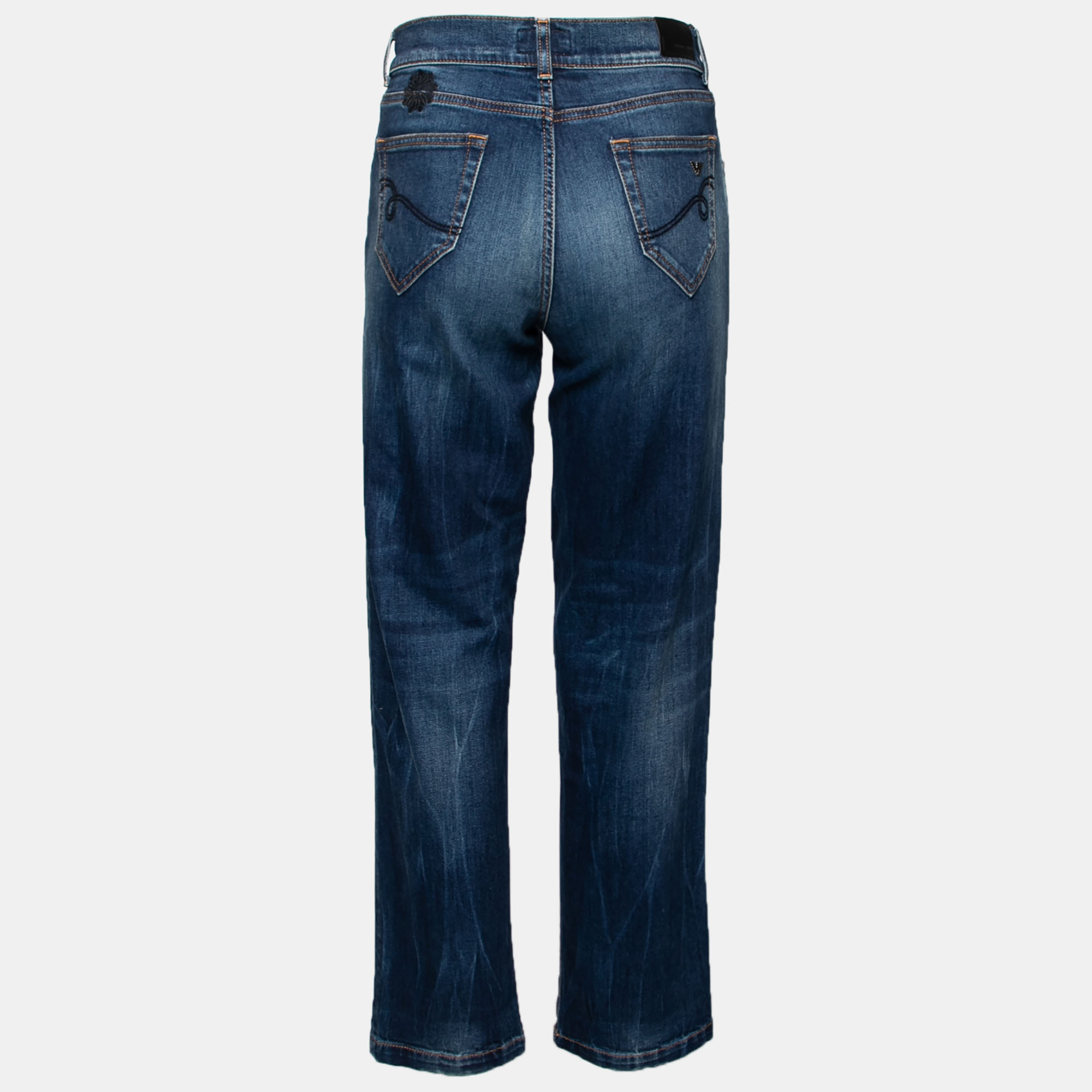 

Emporio Armani Blue Denim Floral Embroidered Jeans