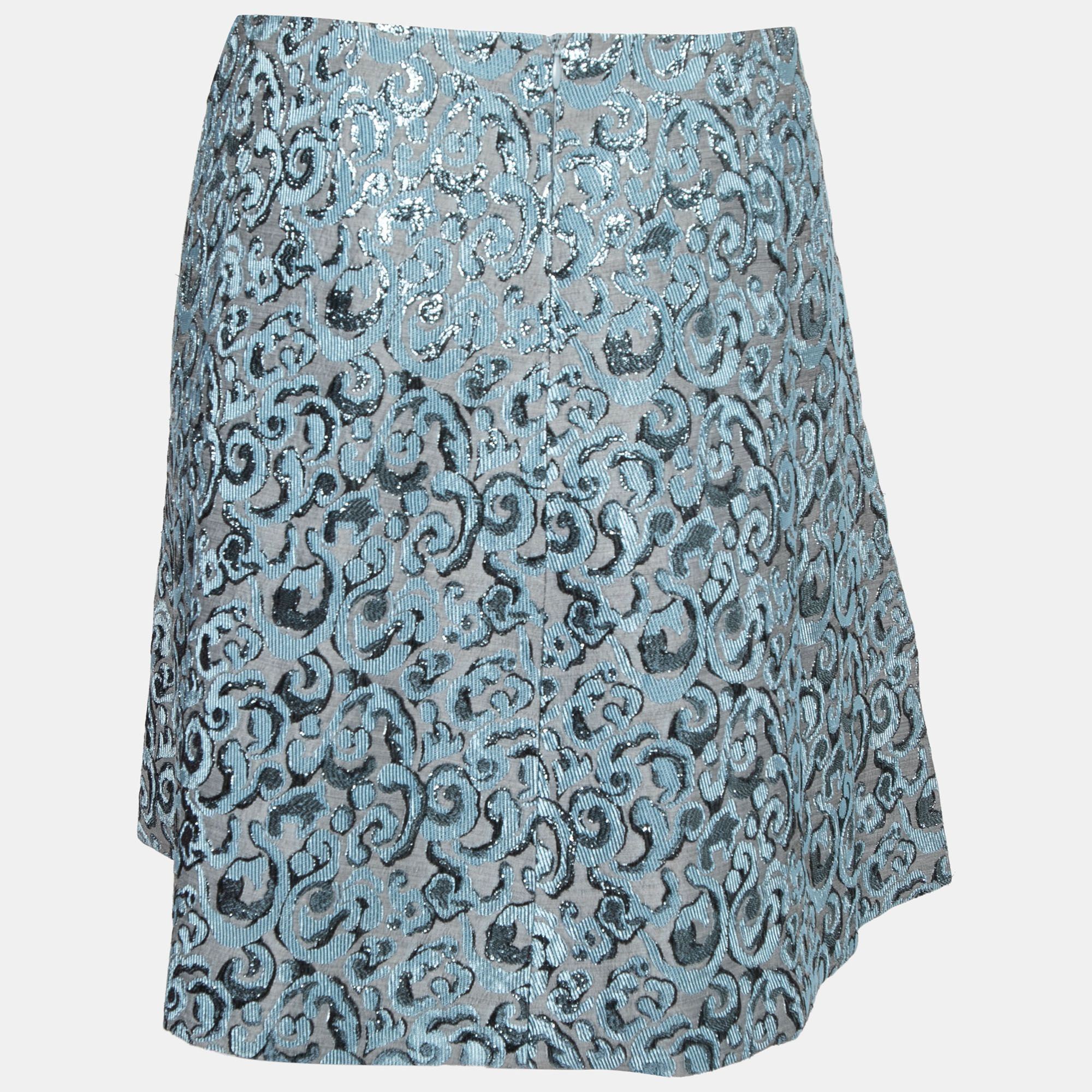 

Emporio Armani Blue Brocade Pleat Detail Short Skirt