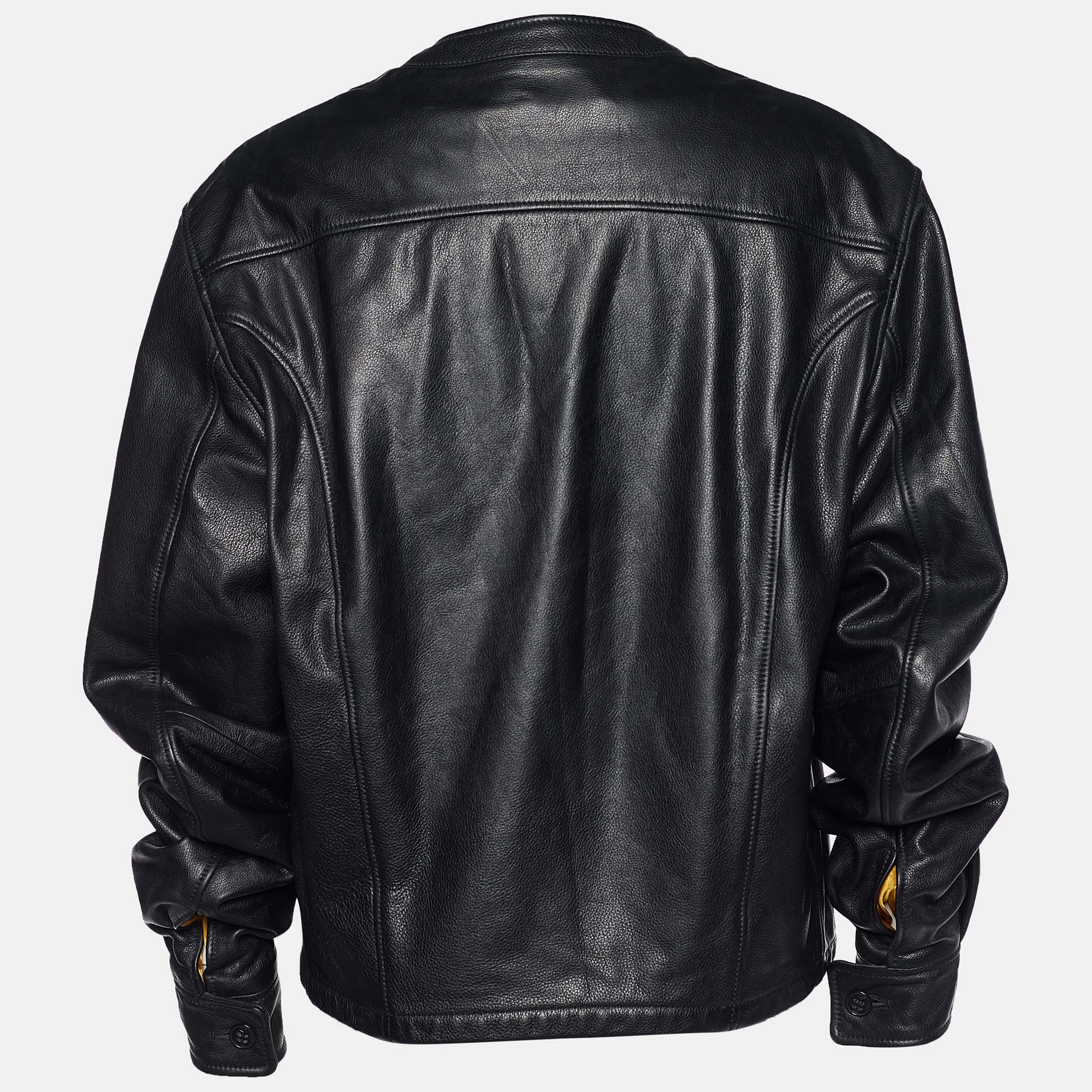 

Emporio Armani Black Leather Zio Front Biker Jacket