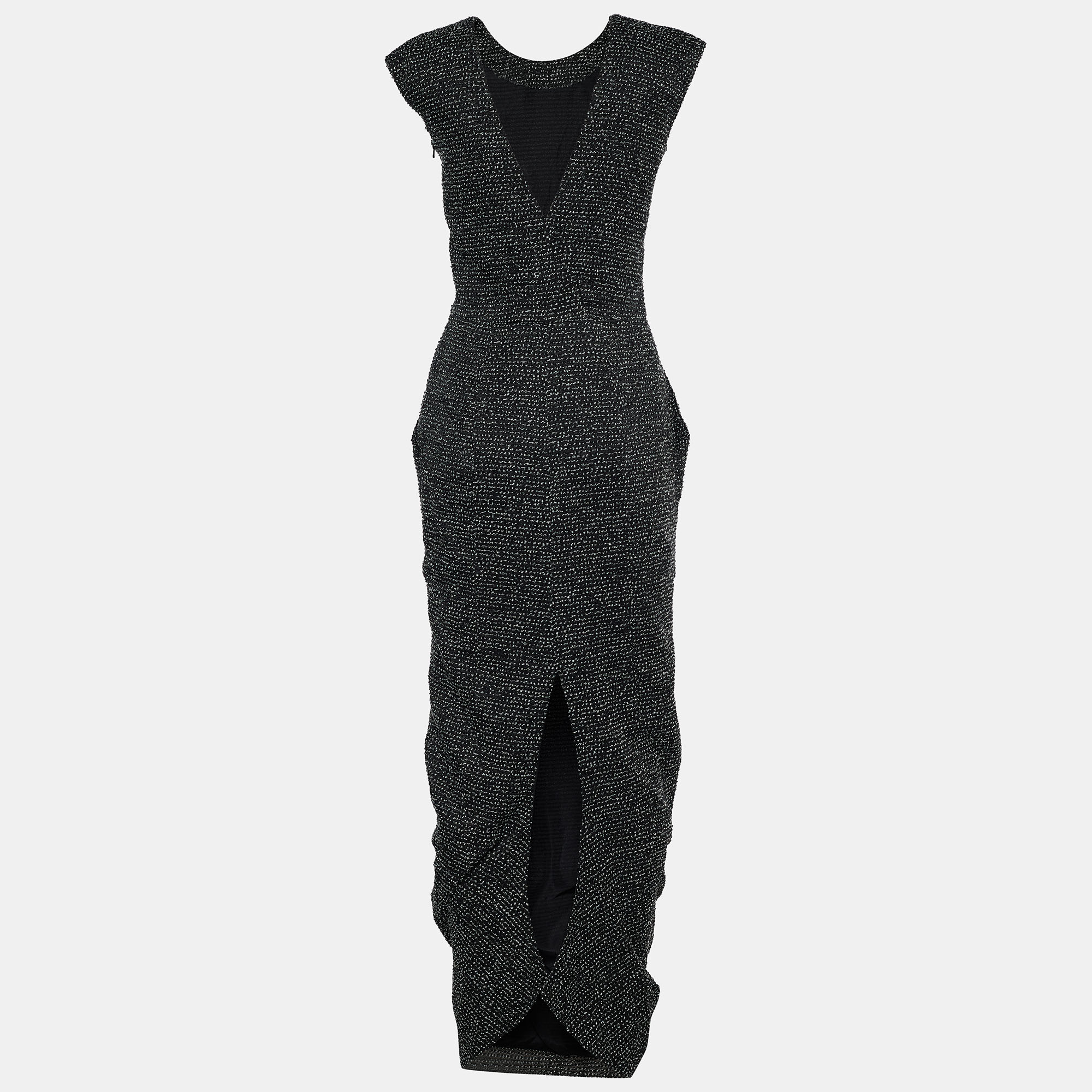 

Emporio Armani Black Patterned Wool & Crepe Maxi Dress S